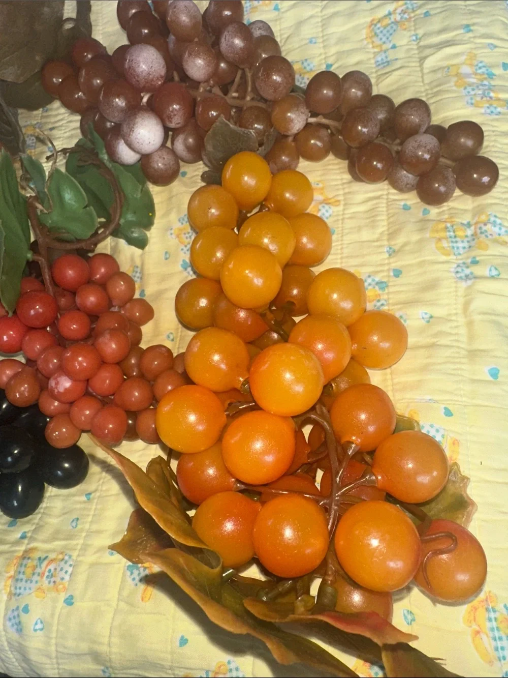 Assorted Decorative Faux vintage Grape Clusters Orange Blue Red lot #A